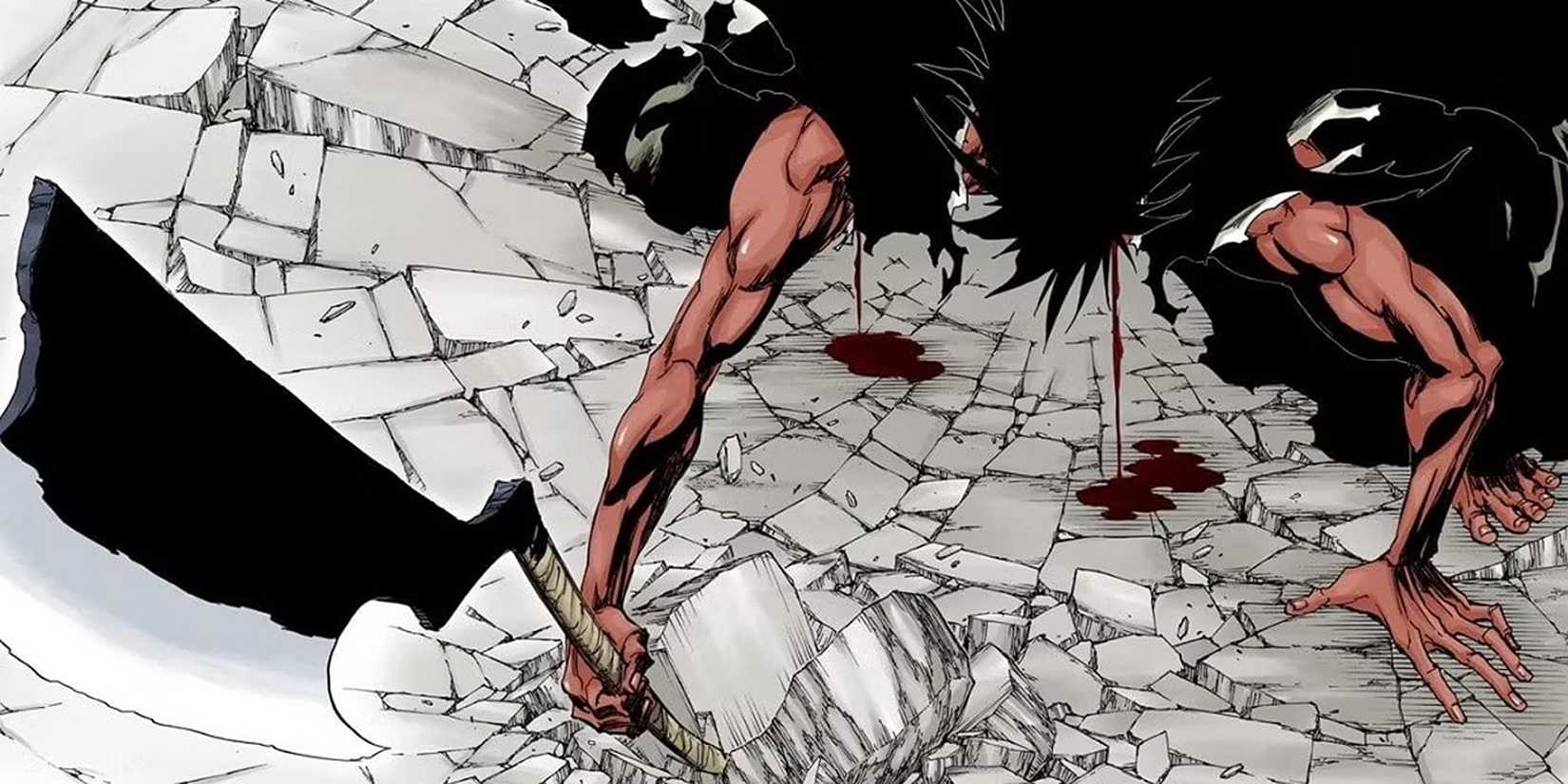 Kenpachi Activating His Berserker Bankai Against Gerard.