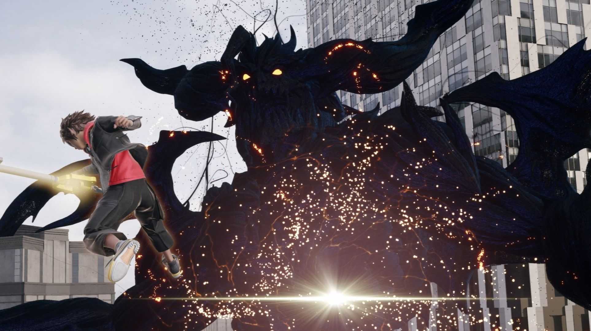 Sora fighting a large heartless in Kingdom Hearts 4