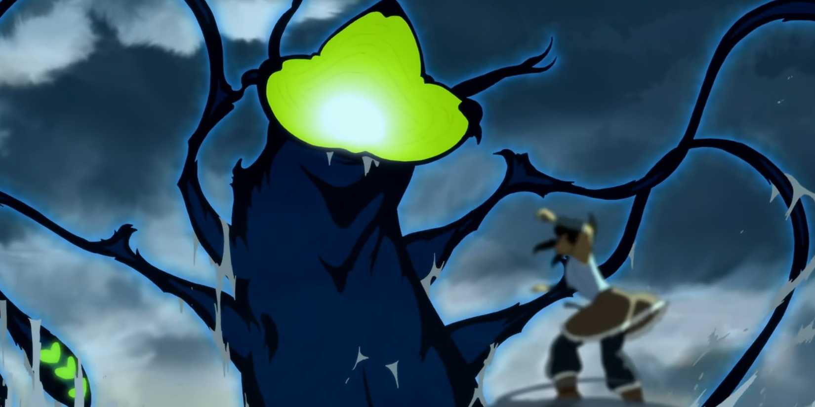 Korra encounters a giant spirit.