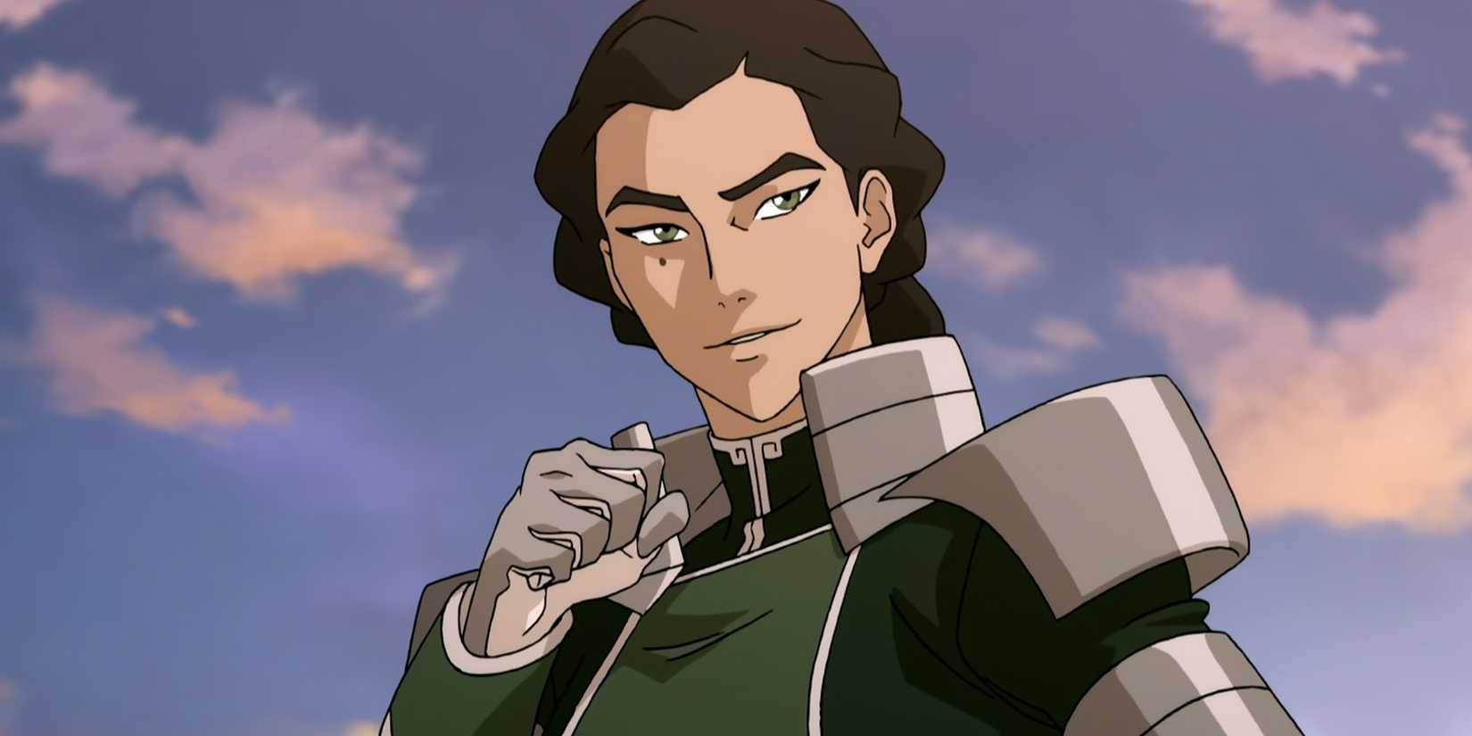 Korra bends fire at Kuvira in a duel.