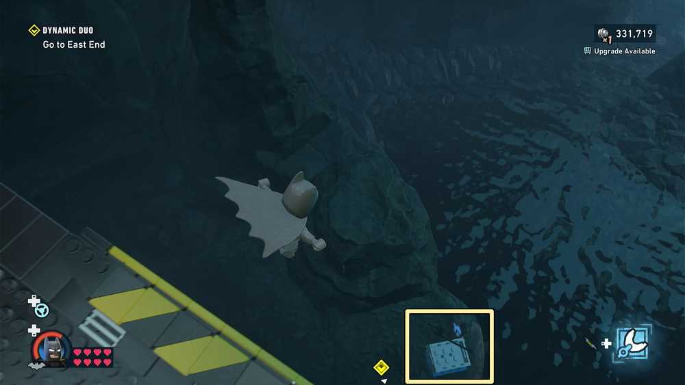 Localiza&ccedil;&atilde;o do Minikit 10 com equipamento de pesca na Batcaverna em LEGO Batman Legacy of the Dark Knight