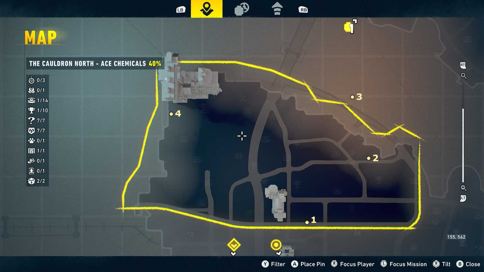 The Cauldron North Ace Chemicals Bat-Symbol map in LEGO Batman Legacy of the Dark Knight