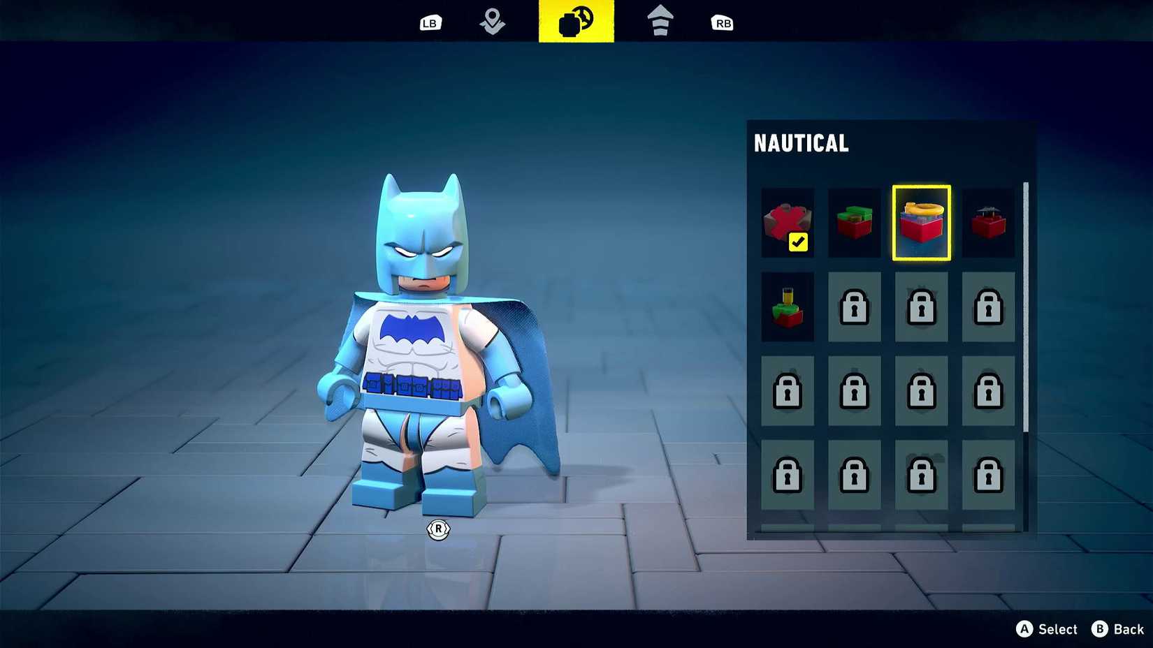 The nautical red brick color scheme applied to the costume from LEGO Batman Legacy of the Dark Knight.