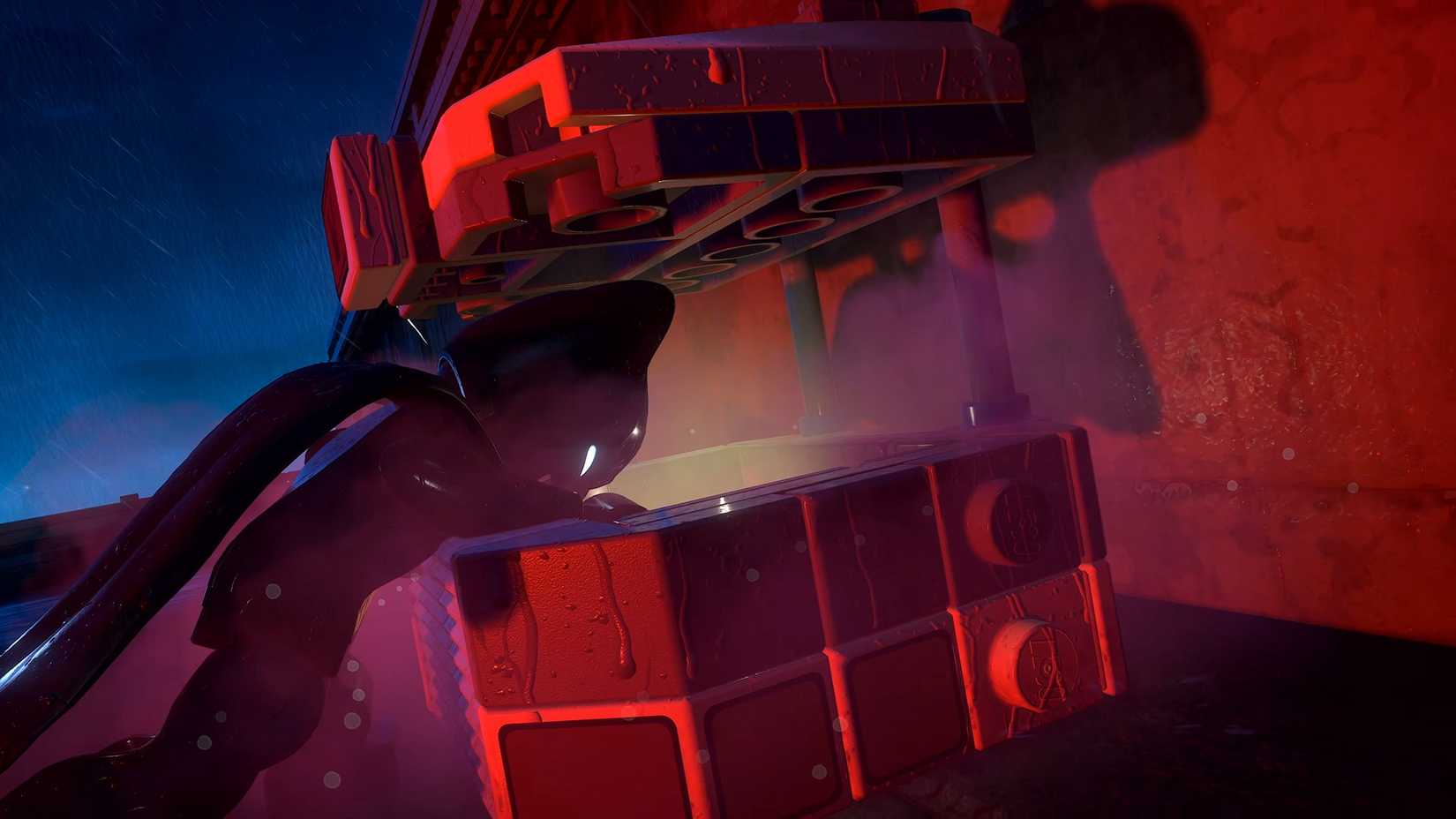 Batman opening a glowing red chest collectible in LEGO Batman Legacy of the Dark Knight