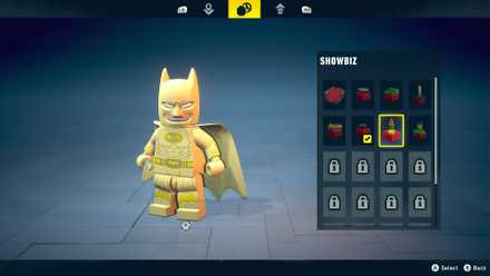 Batman outfit with Showbiz Red Brick in LEGO Batman Legacy of the Dark Knight