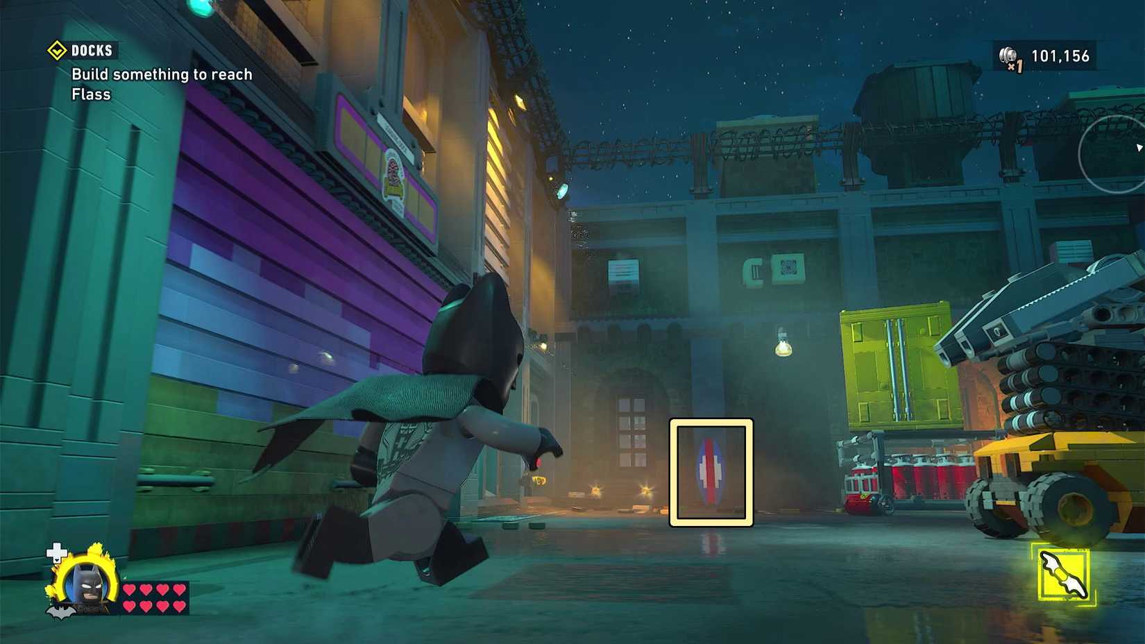Surfboard 5 location near the battering ram in LEGO Batman Legacy of the Dark Knight.