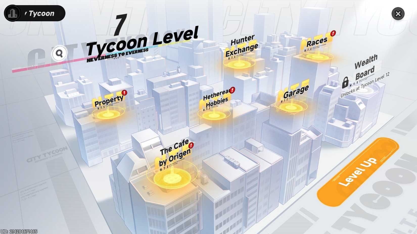 Level Up City Tycoon to get hunter level exp nte neverness to everness