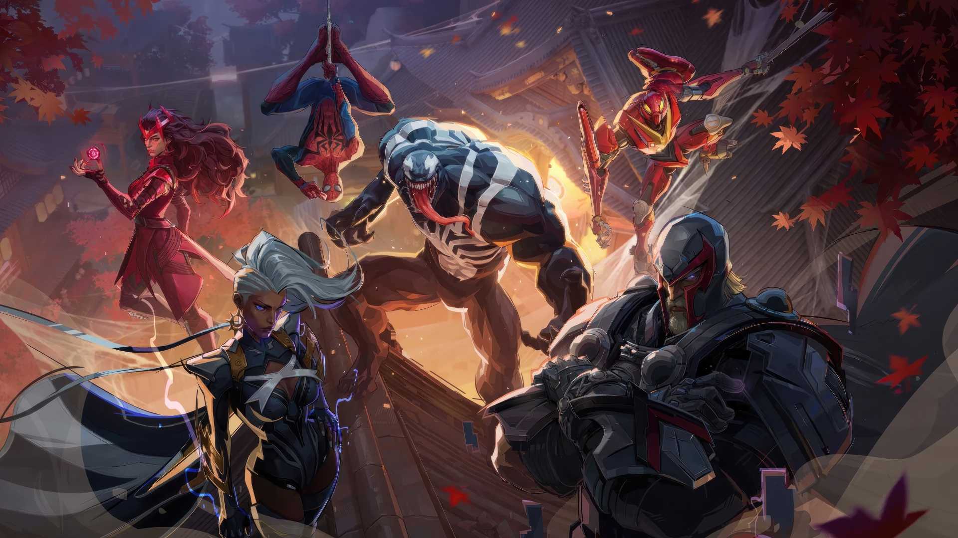 Marvel Rivals Group Shot with Venom, Storm, Spider-Man, and Magneto