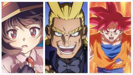 Megumin, fake All Might, Goku