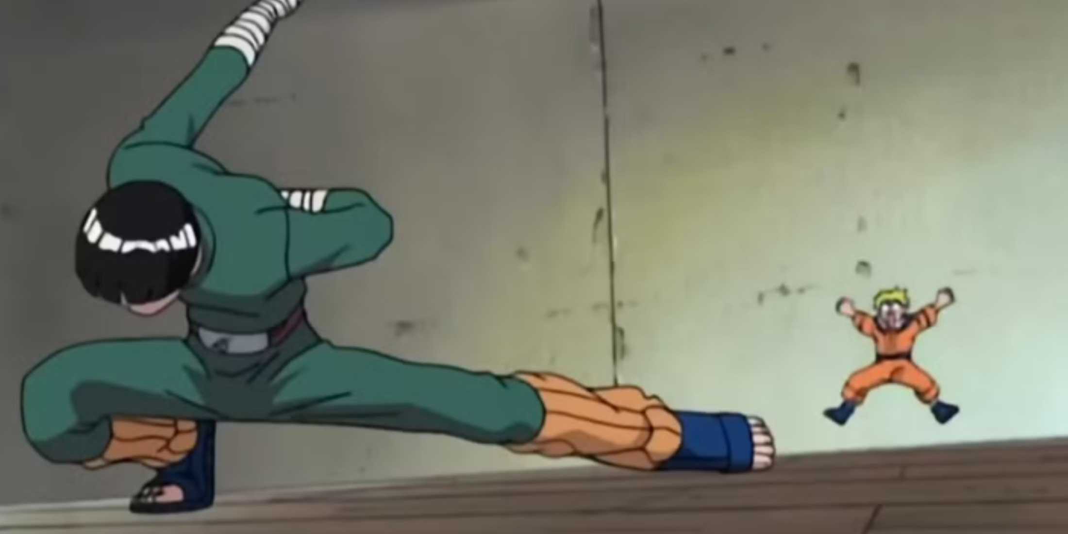 Rock Lee easily beats Naruto before the Chunin Exams.