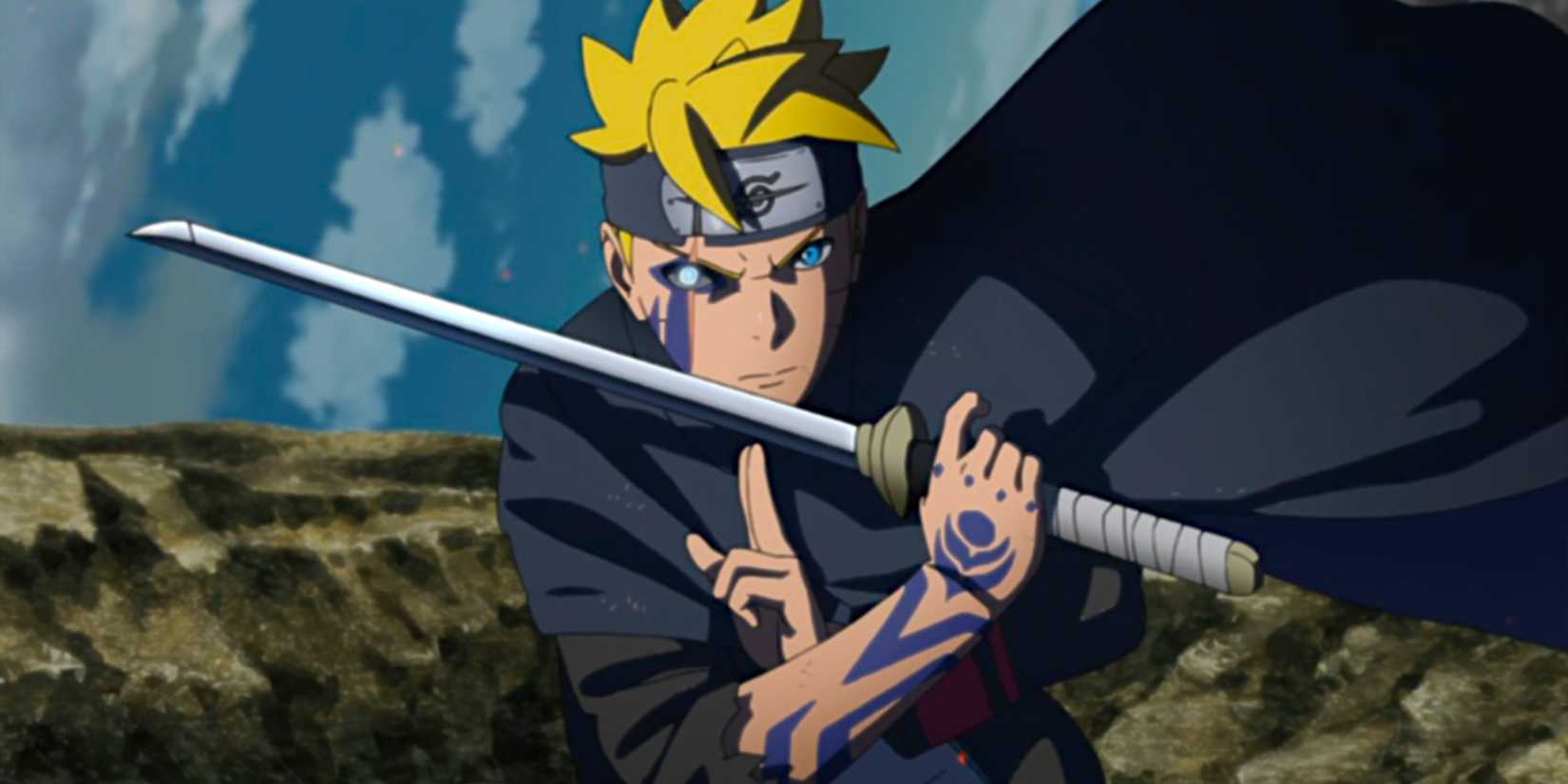 Boruto prepares to fight Kawaki with his Kara and Jogan in the Boruto anime