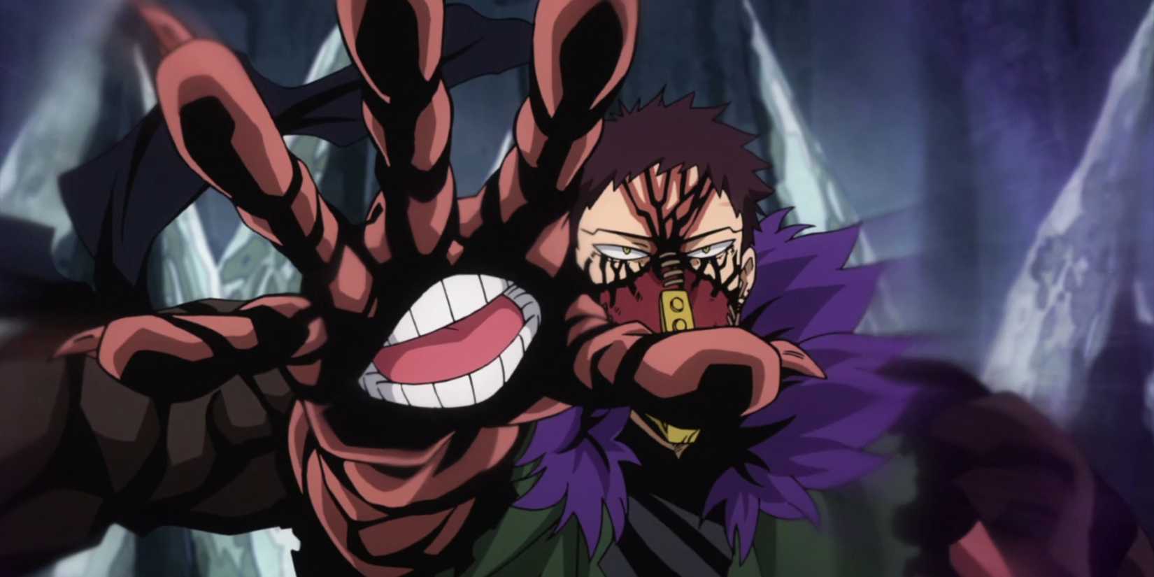 Kai Chisaki uses his Overhaul Quirk against Izuku in My Hero Academia.