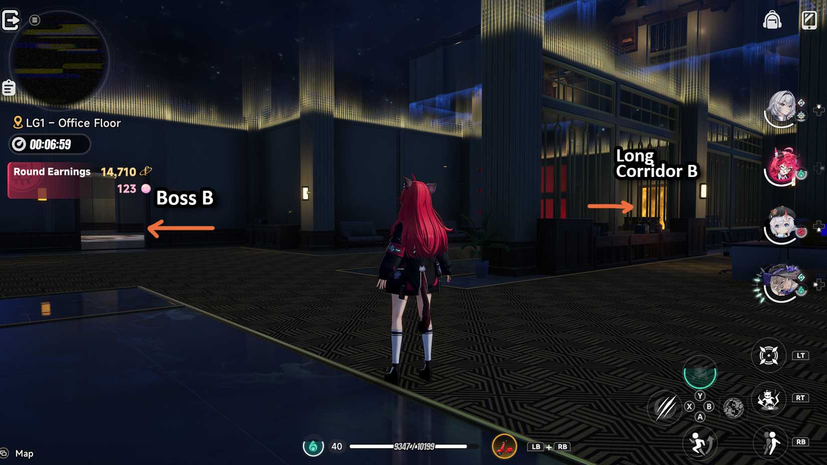 neverness-to-everness-how-reach-mammon-pink-paw-heist-enter-open-core-vault - submit-item-orange-card-yellow-gold-cube-how-get-item-key - boss b route