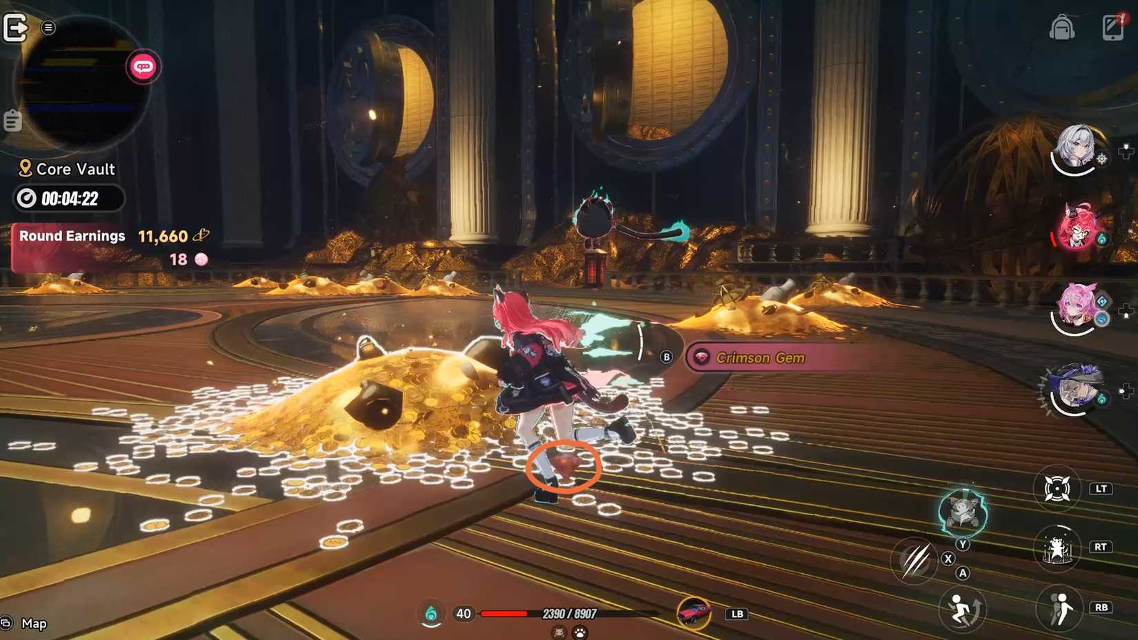 neverness-to-everness-how-reach-mammon-pink-paw-heist-enter-open-core-vault - submit-item-orange-card-yellow-gold-cube-how-get-item-key - crimson gem