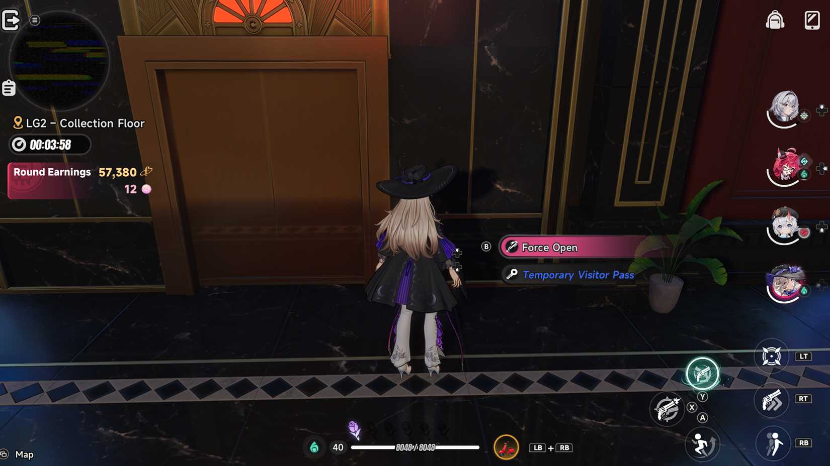 neverness-to-everness-how-reach-mammon-pink-paw-heist-enter-open-core-vault - submit-item-orange-card-yellow-gold-cube-how-get-item-key - step 13 force open the elevator to vault