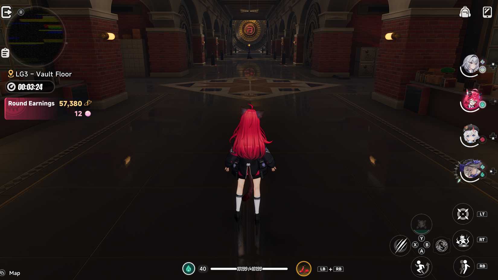 neverness-to-everness-how-reach-mammon-pink-paw-heist-enter-open-core-vault - submit-item-orange-card-yellow-gold-cube-how-get-item-key - step 14 lg3 vault floor