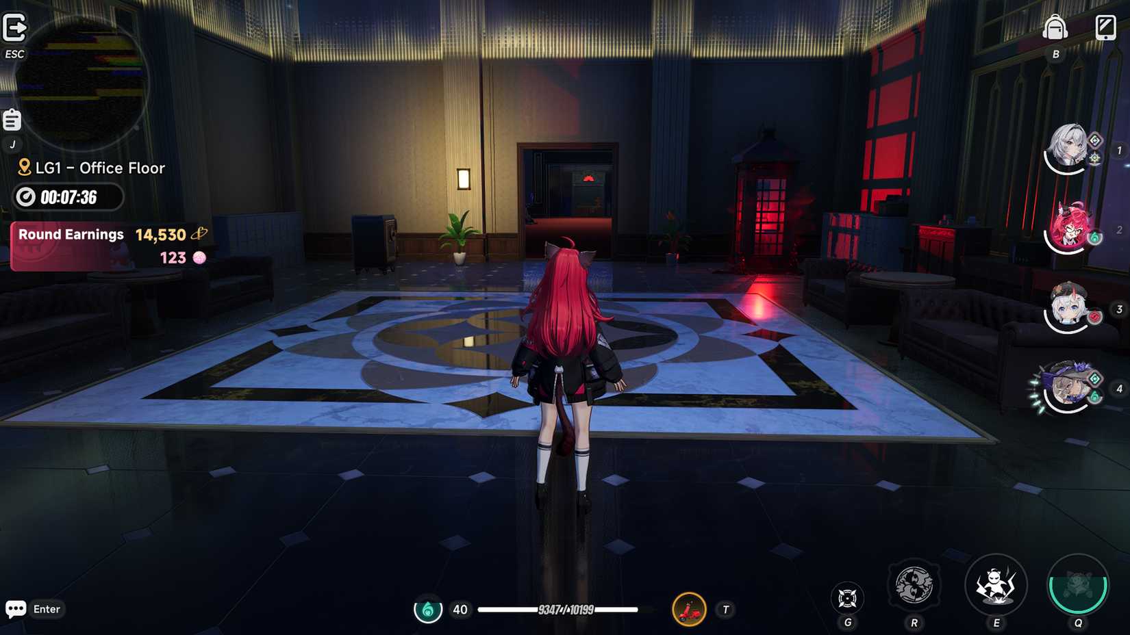 neverness-to-everness-how-reach-mammon-pink-paw-heist-enter-open-core-vault - submit-item-orange-card-yellow-gold-cube-how-get-item-key - step 9 elevator to LG2