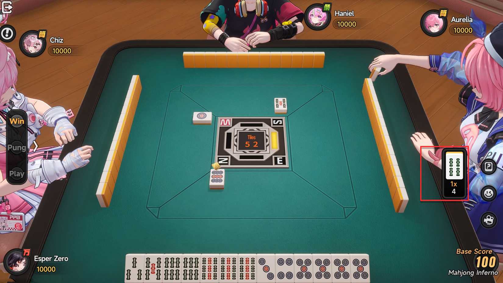 neverness-to-everness-nte-how-play-mahjong-little-sparrow-rule-win-pung-kong - multi win hand example - without throwing any card