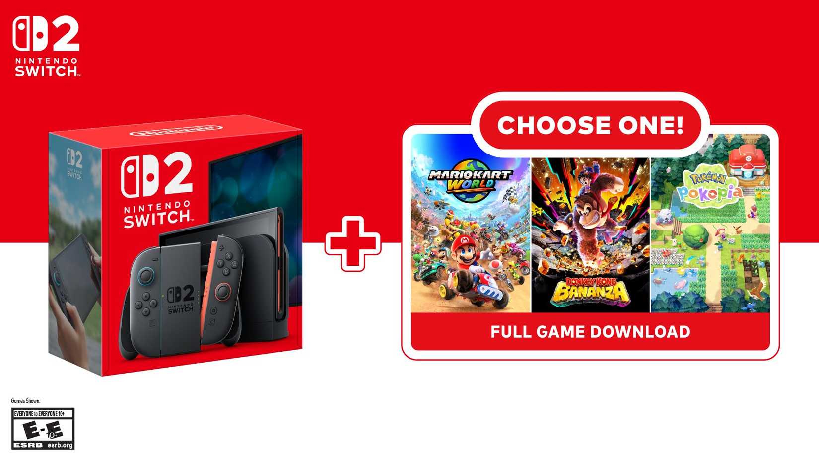 Nintendo Switch 2 Bundle with Mario Kart World, Donkey Kong, and Pokopia