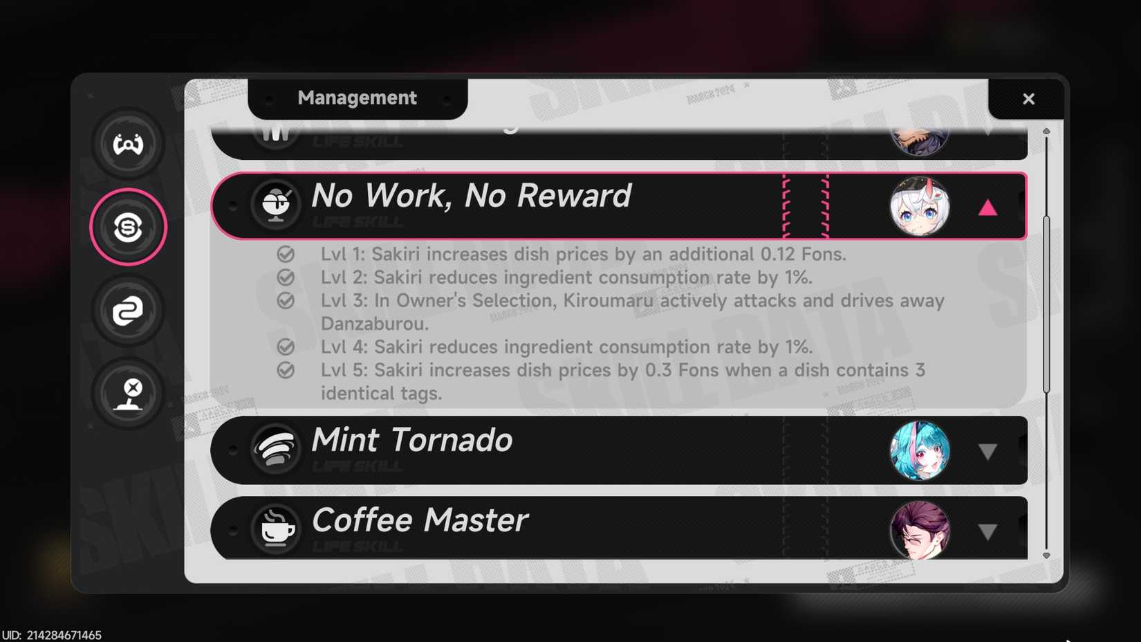 nte neverness to everness best life skills to level up
