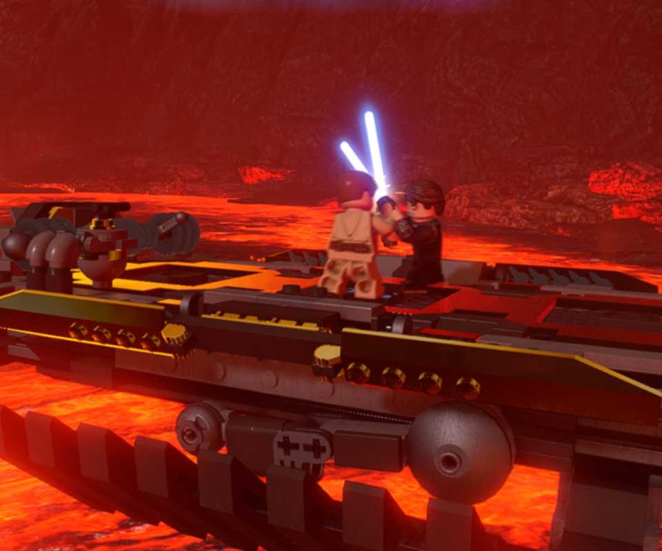 Obi-Wan fighting Anakin in Lego Star Wars The Skywalker Saga