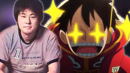 On the left is an image of One Piece creator Eiichiro Oda, and on the right is an image of Monkey D. Luffy who is excited as chapter 1183 approaches.