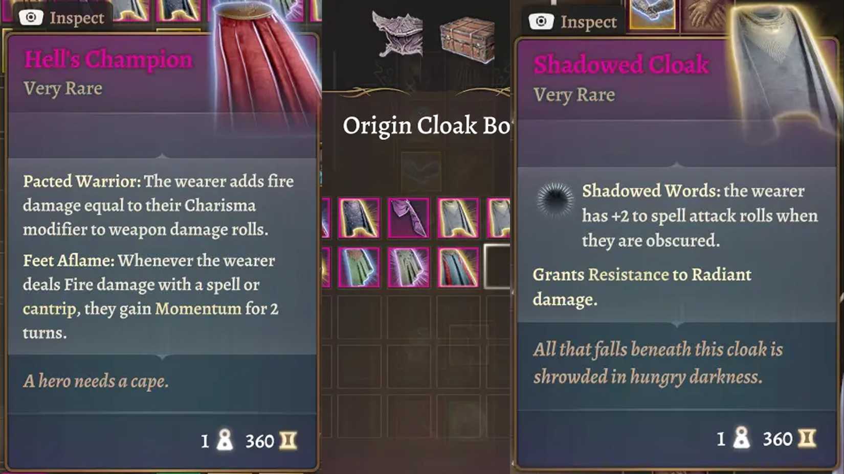 origin themed cloak baldur's gate 3 mod