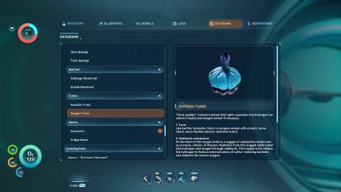 Oxygen Tunic Databank in Subnautica 2