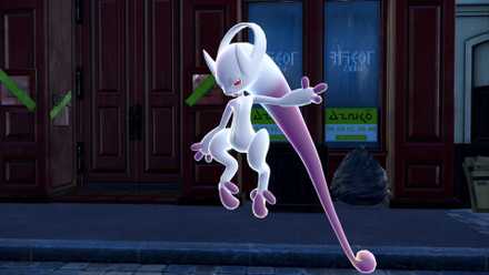 Mega Mewtwo Y floating in the air