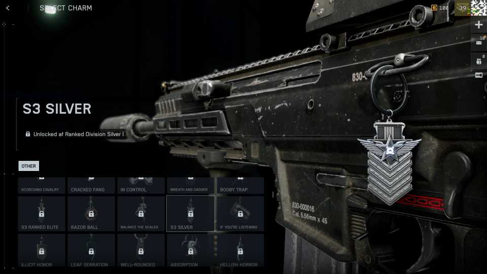 S3 Silver Weapon Charm - Battlefield REDSEC