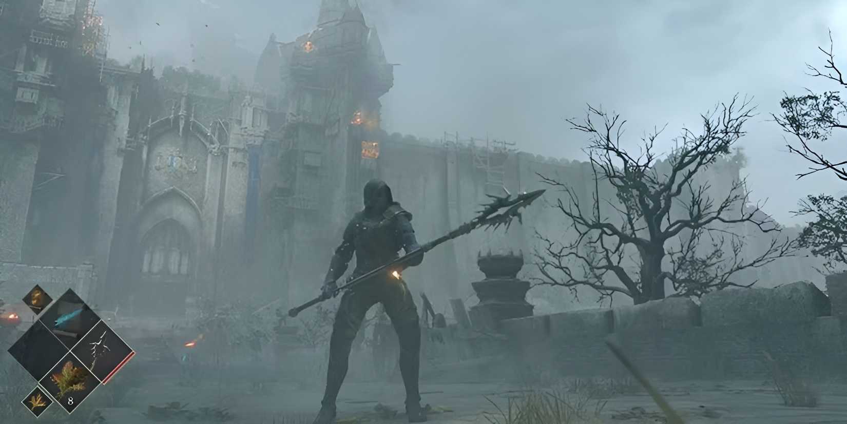 Using a Scraping Spear Build Near the Gates of Boletaria in Demon's Souls remake
