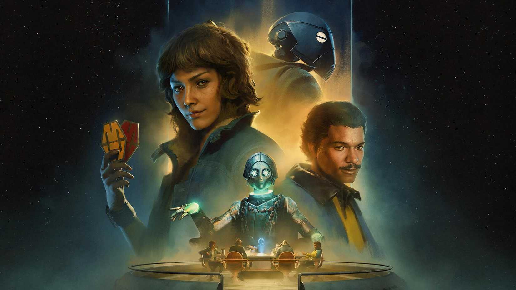 Star Wars Outlaws Wild Card Story Pack Official Art Featuring Kay Vess, Lando, and ND-5