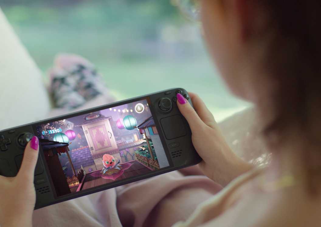 Steam Deck OLED running Sackboy showing handheld gaming performance