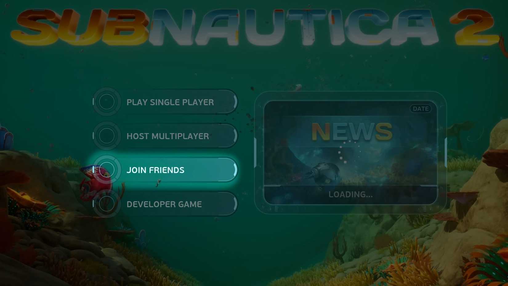 Subnautica 2 multiplayer menu showing host and join friends options