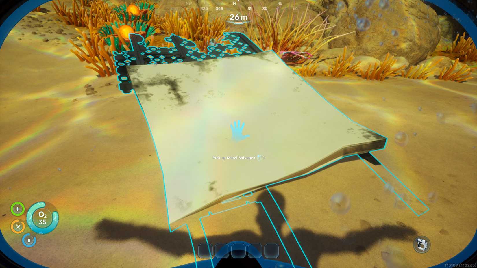 Picking up metal salvage for efficient resource storage in Subnautica 2