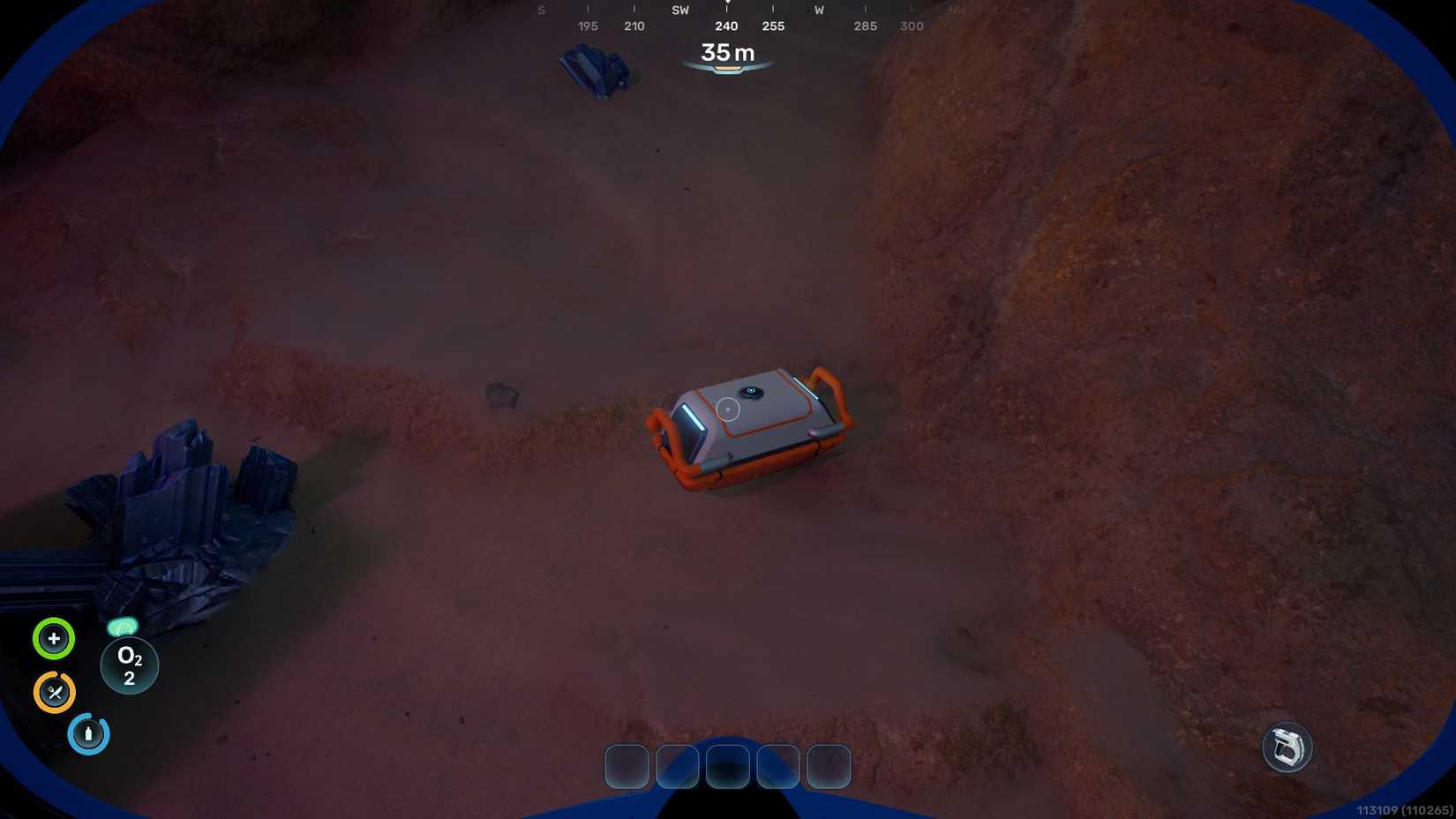 A portable locker placed during an exploration run in Subnautica 2