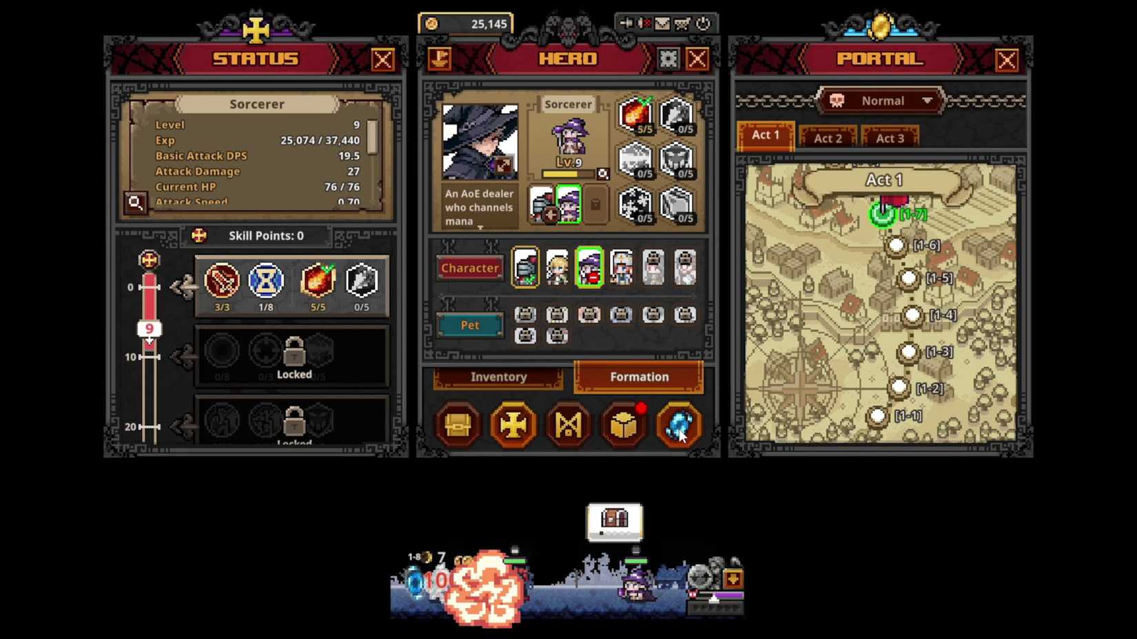 A Sorcerer in TBH: Task Bar Hero, who can be used in more offensive farming parties.