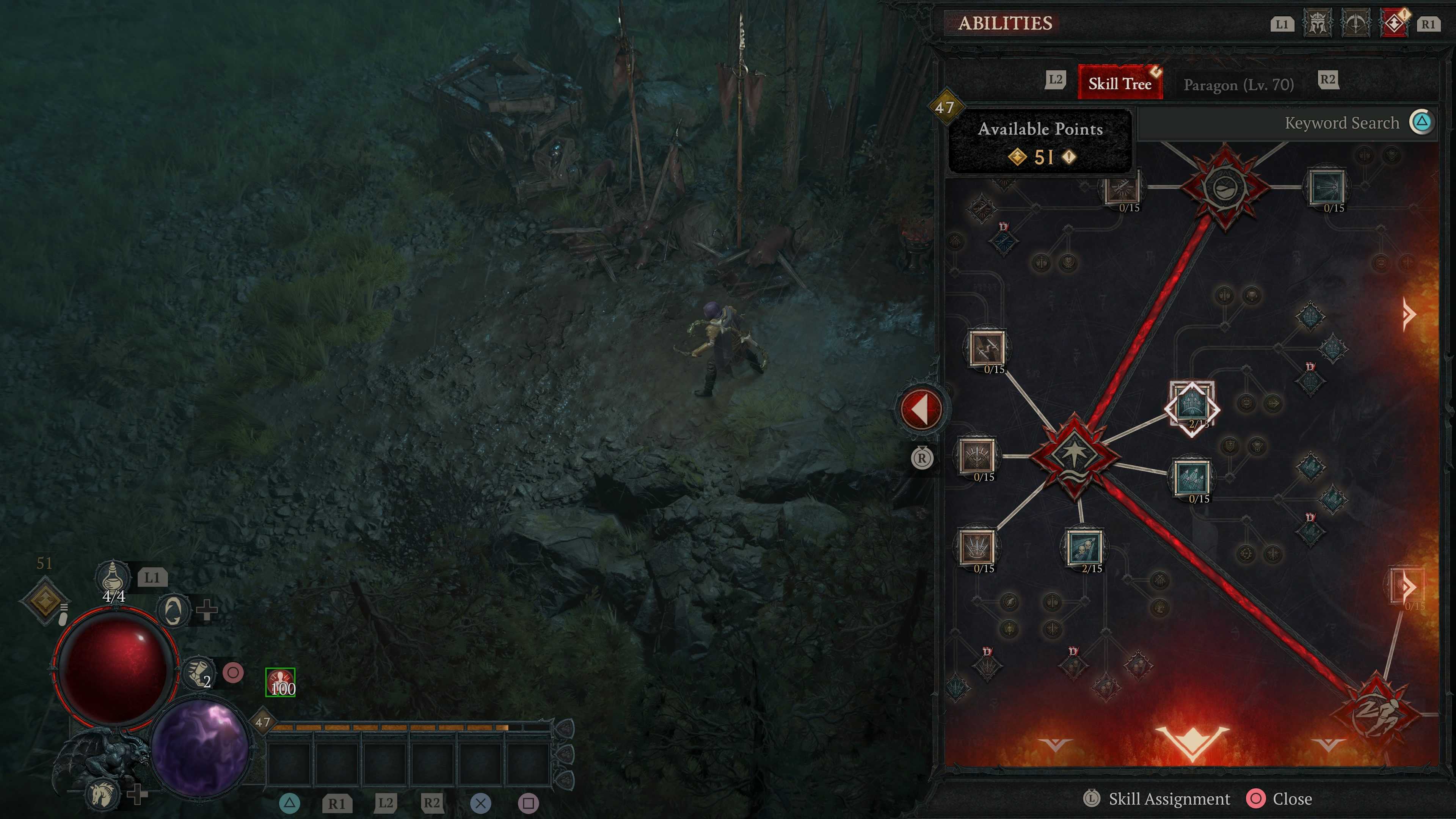 The Rogue skill tree in Diablo 4 (PS5)
