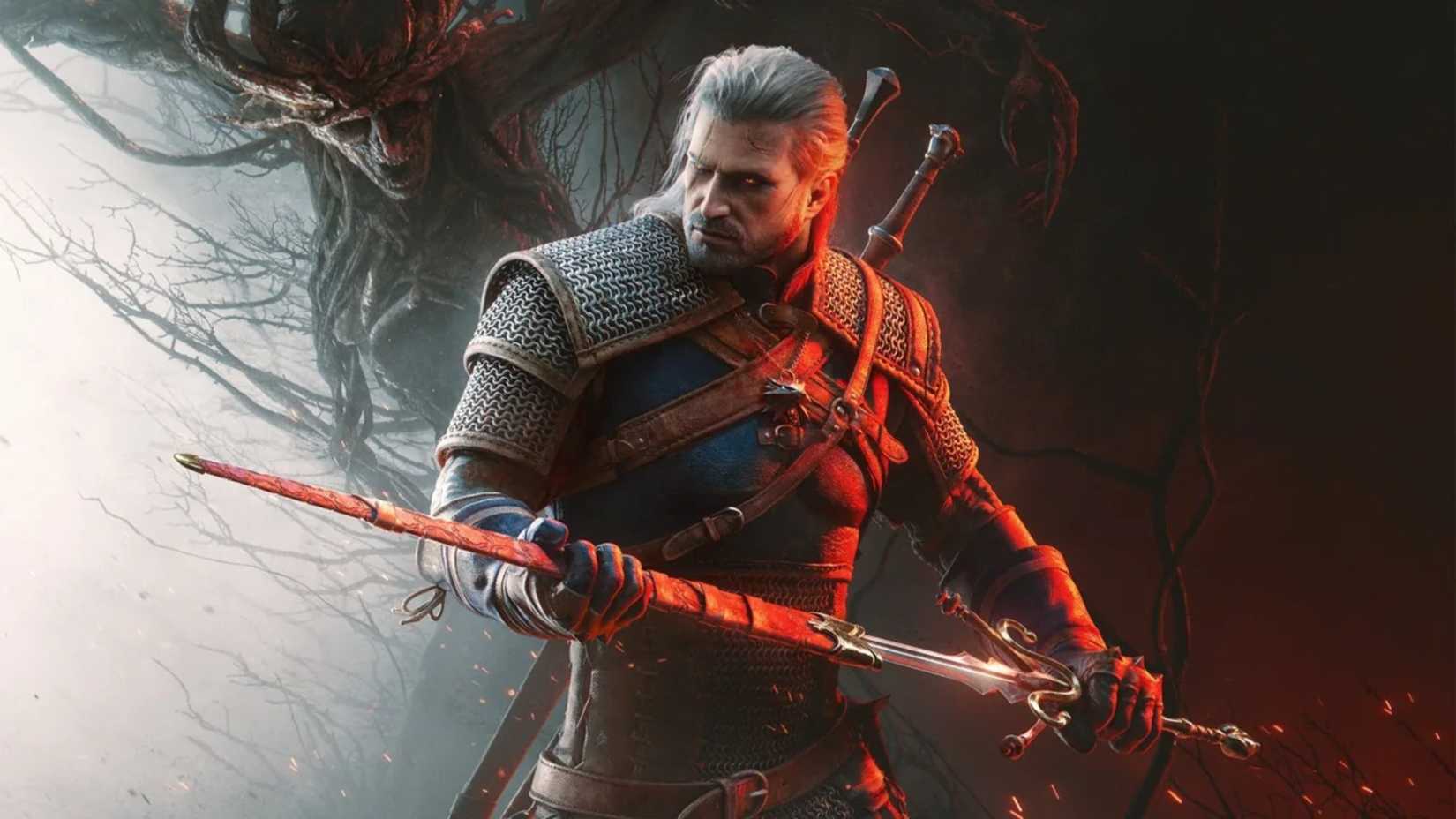 The key art for The Witcher 3 Songs of the Past expansion but mirrored