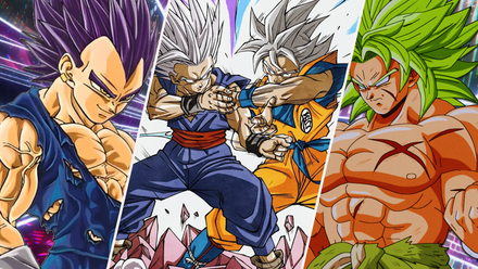 Ultra Ego Vegeta from Dragon Ball Super, Son Gohan Beast, Super Instinct Son Goku, and the legendary Super Saiyan Broly.