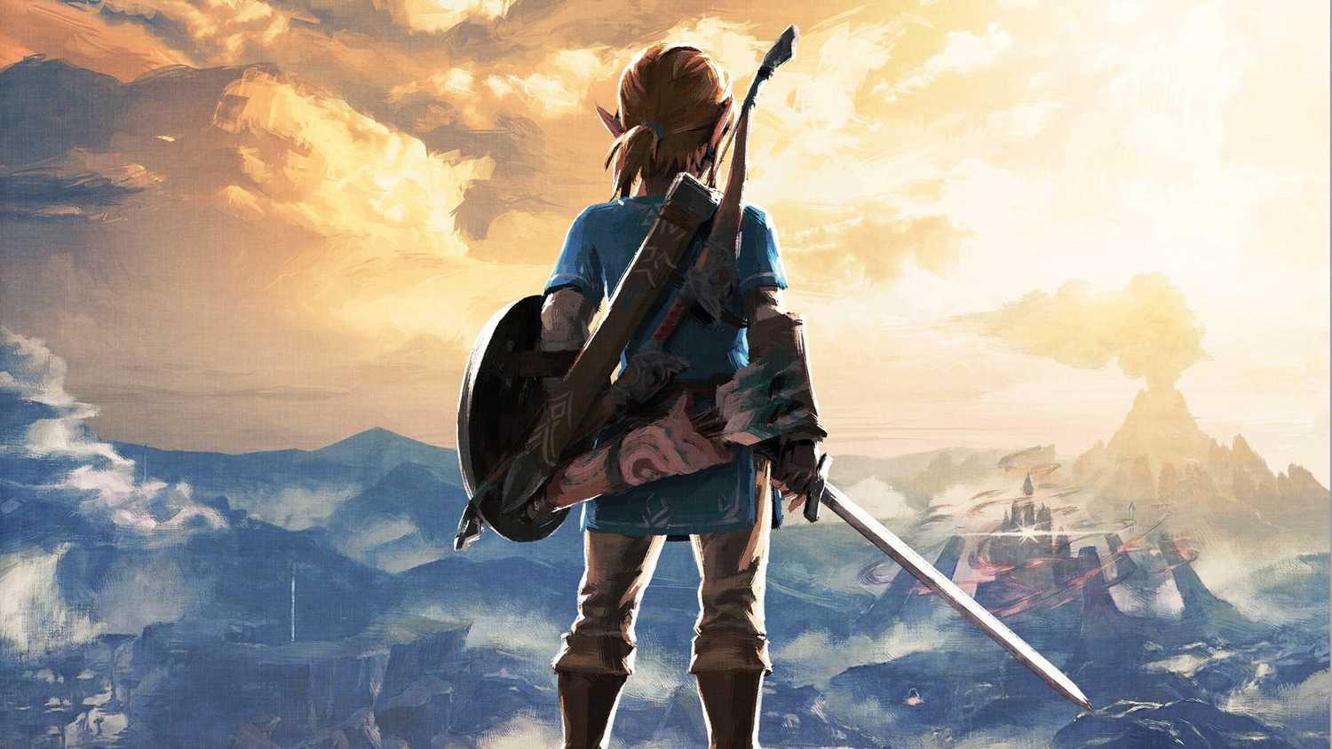 Apakah Penggemar Harus Khawatir dengan Film Zelda? 8 Link staring at Hyrule Castle while holding the Master Sword in Breath of the Wild