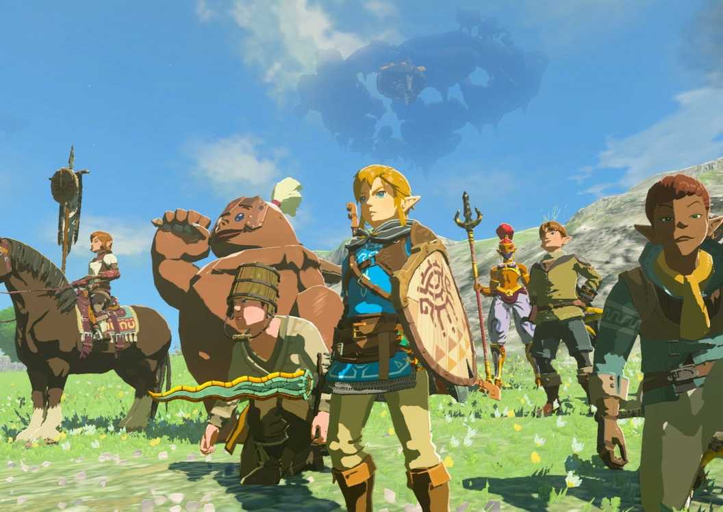Zelda Tears of the Kingdom Group Shot Link in center, plus Gordon and others