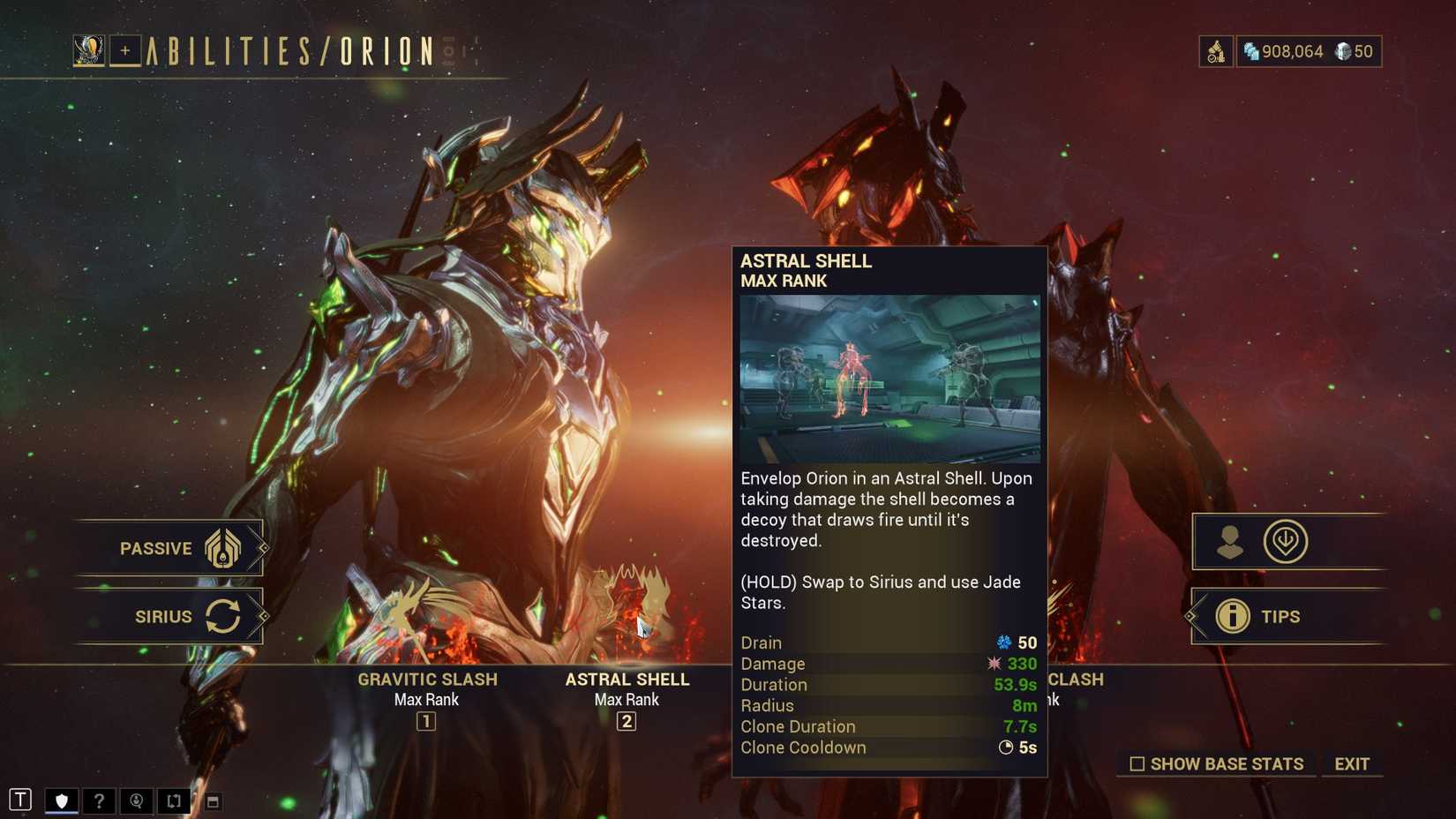 Warframe Astral Shell Orion description