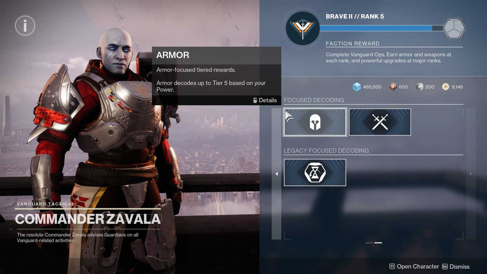 Destiny 2 Zavala Armor Focusing