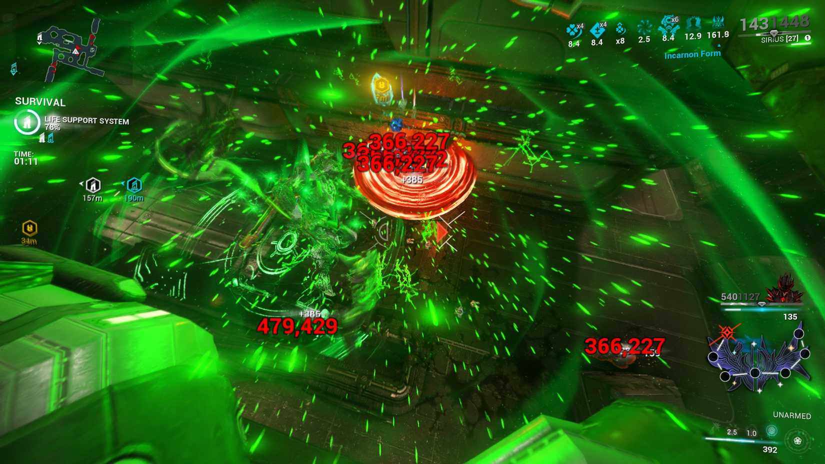 Warframe Sirius and Orion Celestial Clash in combat