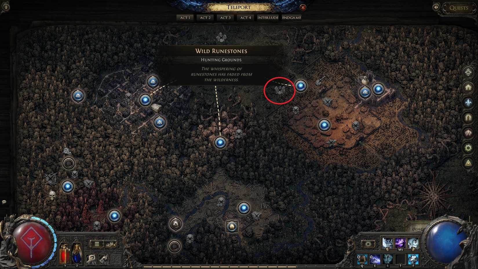 PoE 2 Runeseeker quest Wild Runestones on the map