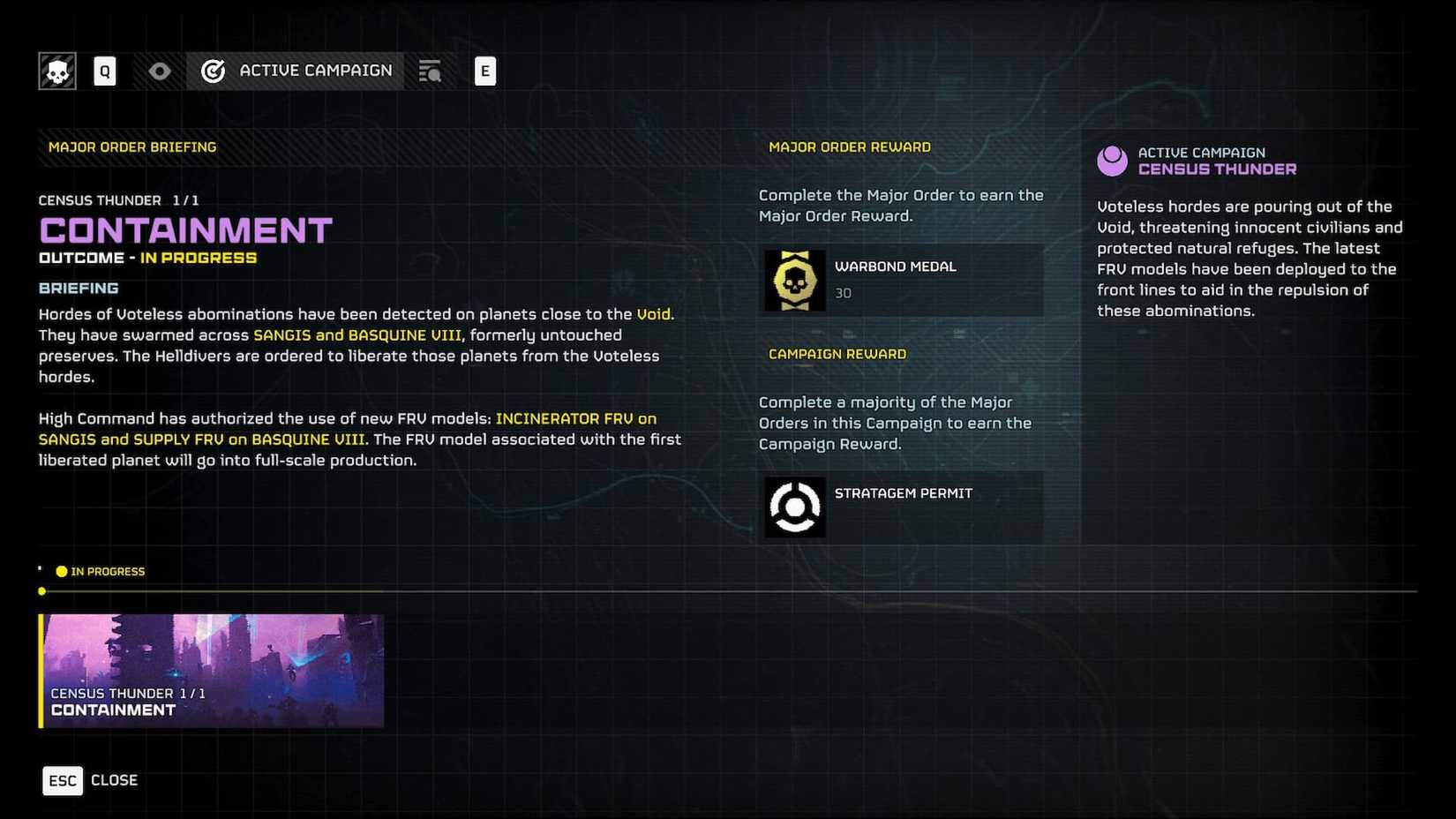 HD2 Active Campaign Screen