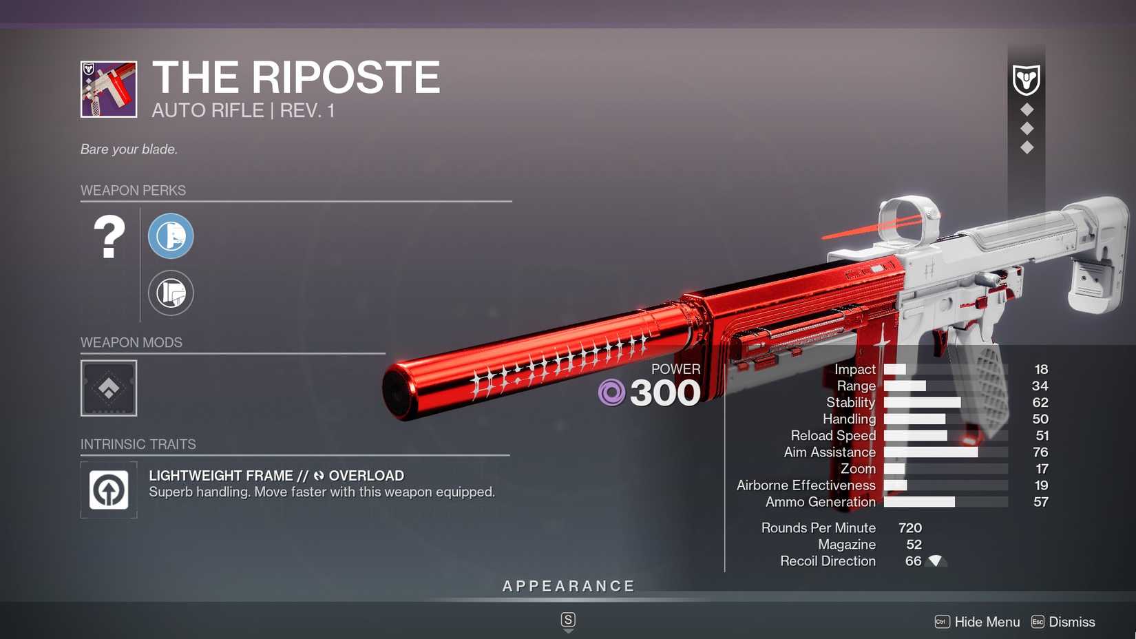 Destiny 2 The Riposte AR