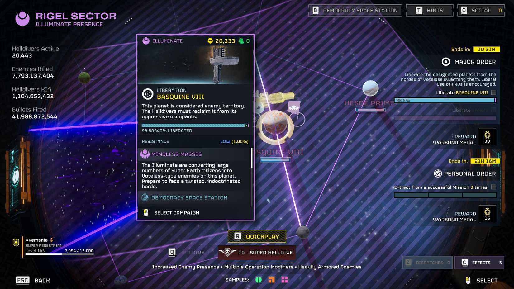HD2 Major Order Screen