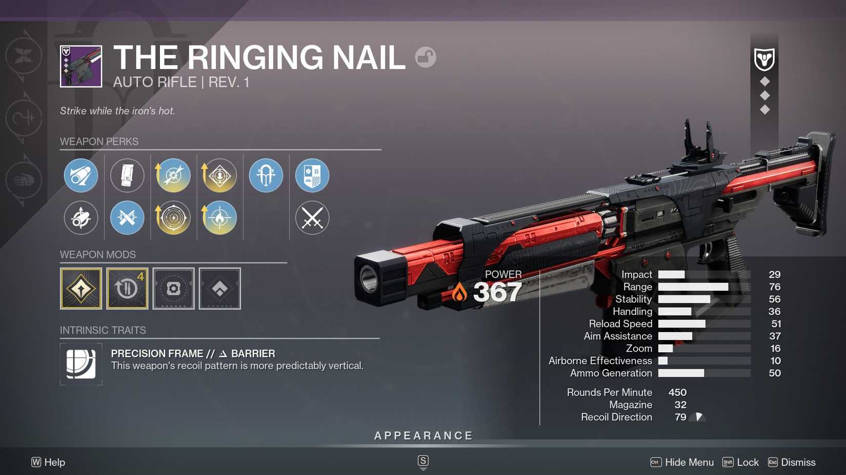 Destiny 2 Ringing Nail random roll